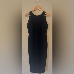 VTG J.R. NITES BY CALIENDO Sleeveless Black Beaded Black Tie Gown Dress Size 8